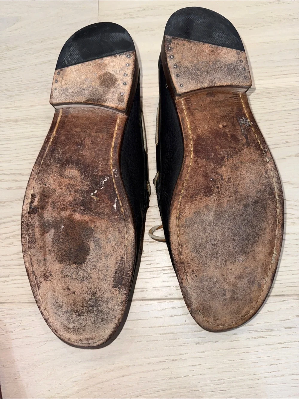 Men's midnight Navy Leather Moccasin Loafers with Tan Laces